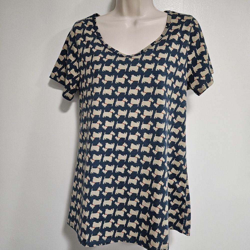 Lularoe Women's Size Small Classic Top Scottie Terrier‎ Dog Print Short Sleeve